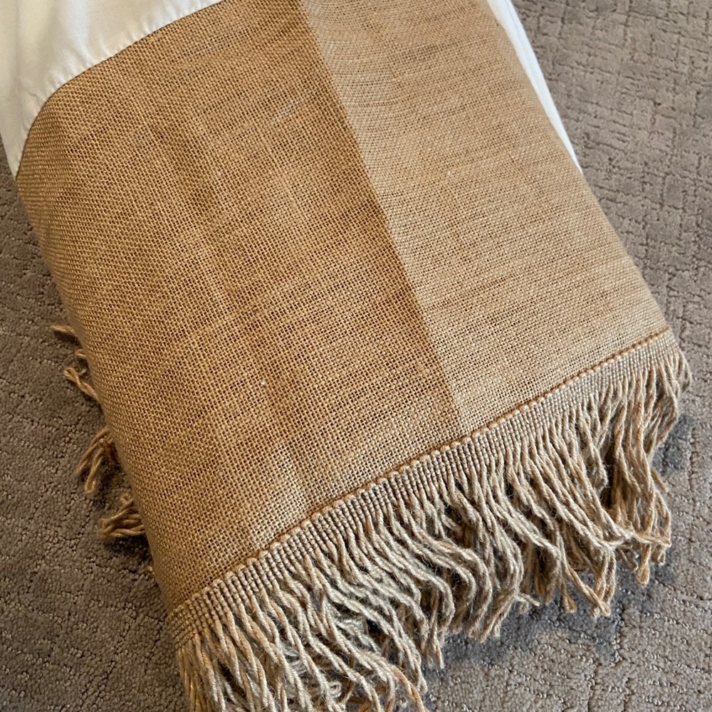 Ballard Designs Burlap Fringe Bed Skirt